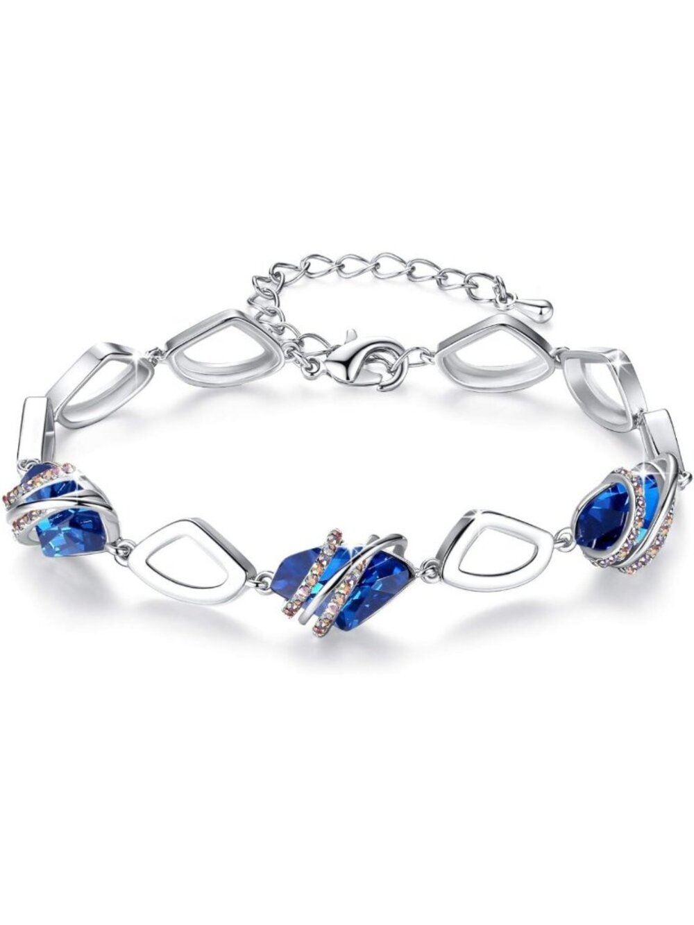 Gift for Women Wish Stone Link Charm Bracelet with Birthstone Crystals, 18K Rose
